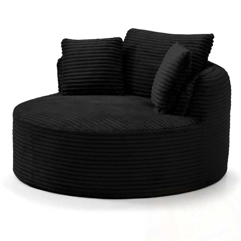 Velours côtelé avec 3 coussins, Noir