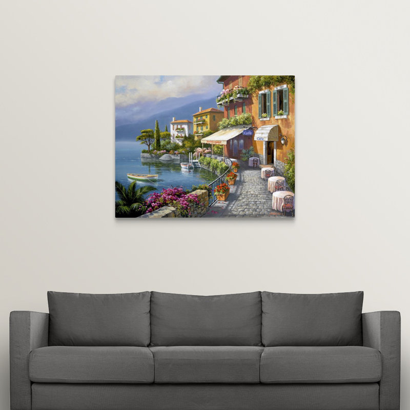 « Seaside Bistro Cafe » par Sung Kim, reproduction d'art, H 16 po x l 20 po x 1,5 po, Toile
