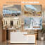 Bureau de réception moderne de 70,9 po avec éclairage DEL, tiroirs de rangement et armoire verrouillable, réception entièrement assemblée pour les espaces de bureau, de salon et commerciaux