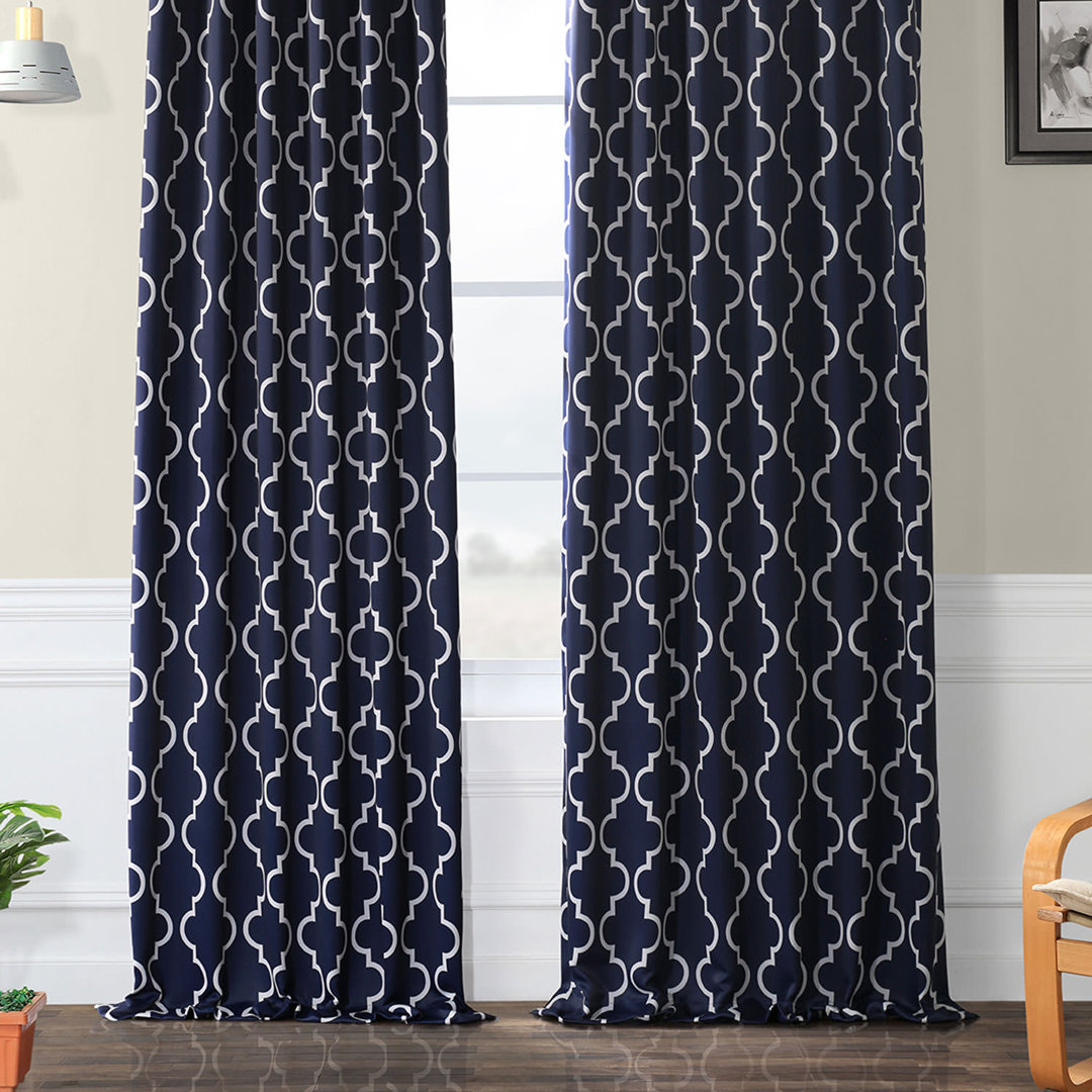 Roth Nautical Trellis Room Darkening Curtains for Bedroom - Living Room Winston Porter Curtain 