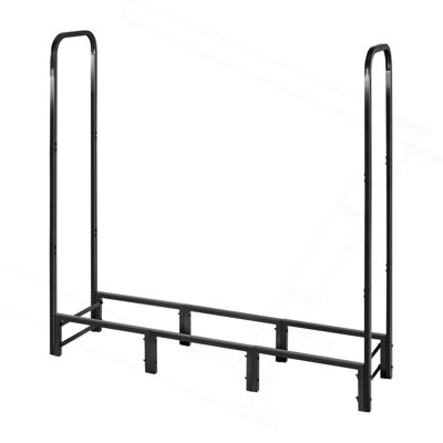 Support à bois de chauffage avec couvercle imperméable, support à bois d'extérieur de 4 pi, support à bûches en métal de 1/4 po, capacité de poids maximale de 400 lb, support de rangement en bois thermolaqué pour terrasse de foyer