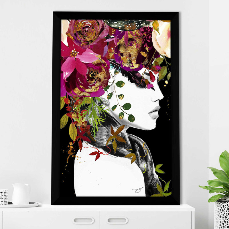 «Flower Model (Vertical)» par Jodi - impression, Cadre noir, H 49,5 po x l 33,5 po x P 1 po