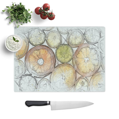 Sliced Citrus Fruit Sketch Chopping Board