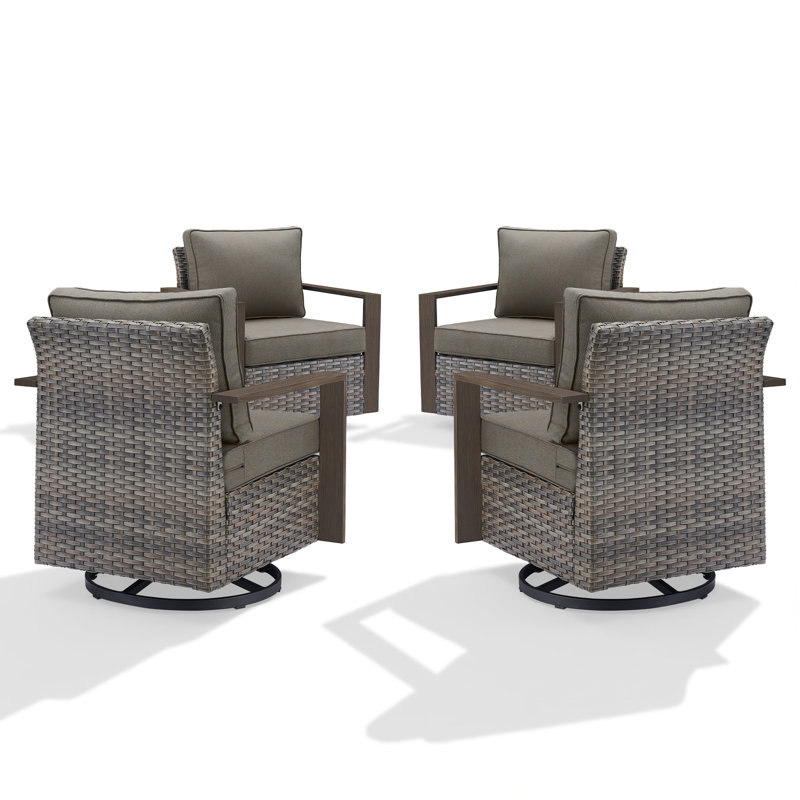 Allcot Outdoor Swivel Patio Chair With Cushions (Set Of 4), Gray, Gray