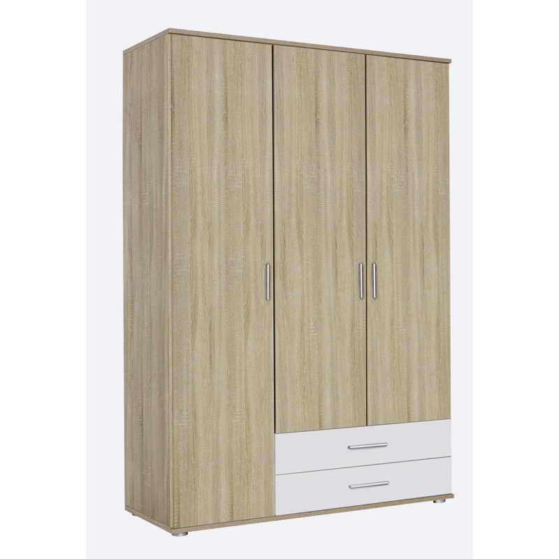 Laffitte 3 Door Wardrobe, Sonoma Oak/Alpine White, Basic: 2 shelves, 1 clothes rail, 2 drawers