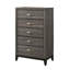 Commode 5 tiroirs de rangement Valdemar, finition grise vieillie