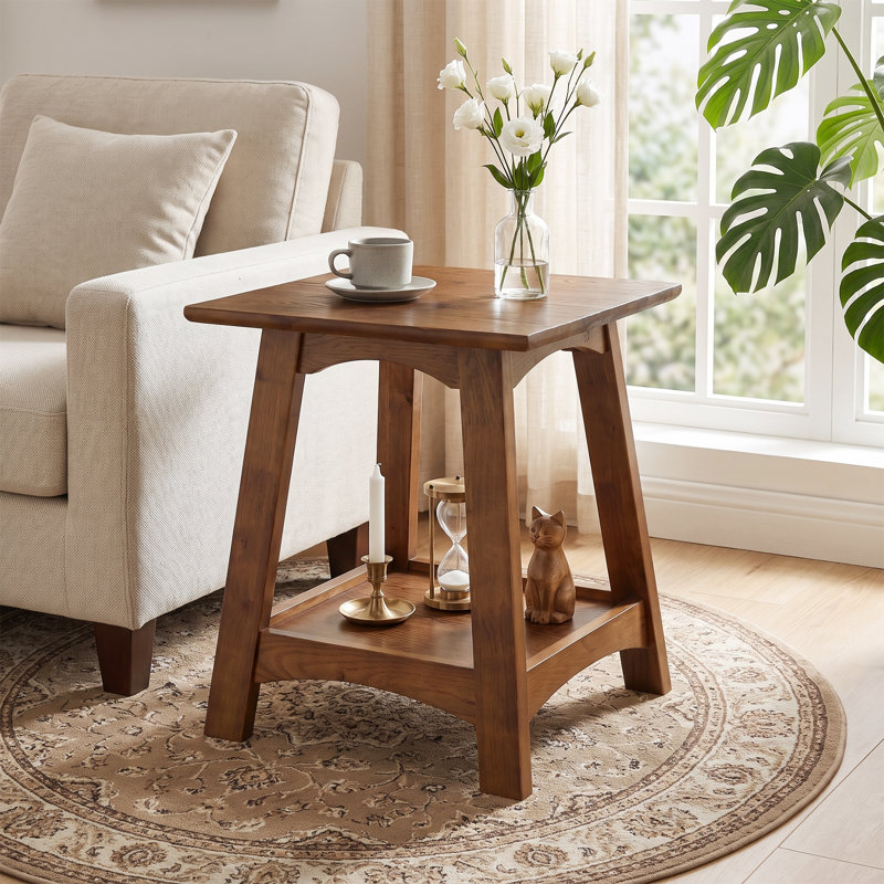 Table d'appoint en bois massif avec rangement, Single