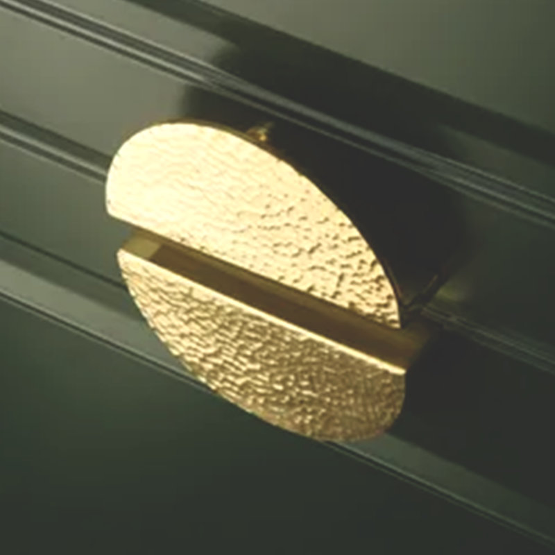 Modern Hammered Brass Half Moon Cabinet Pull