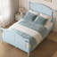 Cadre de lit double traditionnel en bois traditionnel, lit en bois de style campagnard avec tête et pied de lit arqués, cadre de lit à panneau Cottage avec poteaux à broche et support à lattes, aucun sommier nécessaire, bleu clair-600404092