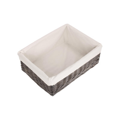 Wicker Lined Storage Tray Basket