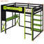 Lit mezzanine en bois avec bureau, tablettes, prise de courant, ports USB / Type-C et lumière RVB-98471918
