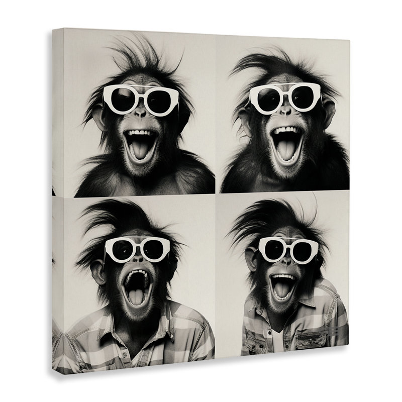 Fun Sunglasses Monkey Canvas Wall Art by Roozbeh Bahramali, 30" H x 30" W