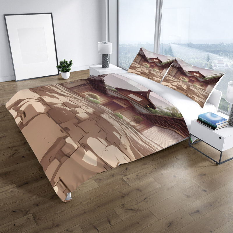 Floral Duvet Cover, Twin Duvet Cover + 1 Queen Sham, Brown/Green Abstract