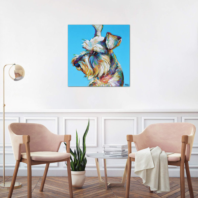 Dylan The Schnauzer - Wrapped Canvas Painting, 66.04 cm H x 66.04 cm W x 3.175 cm D