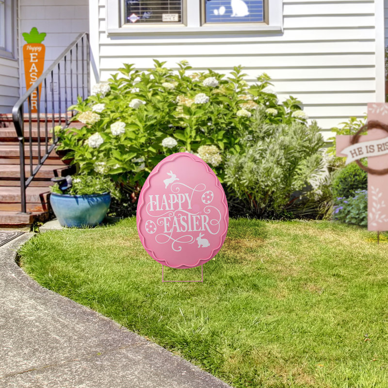 24"H Easter Metal Egg Yard Stake