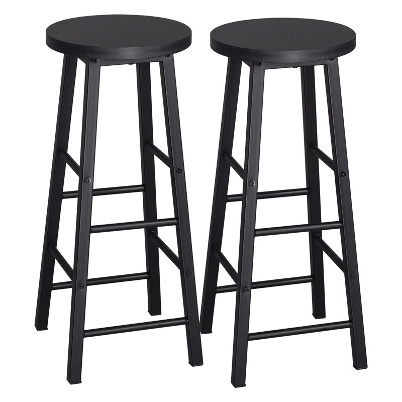 Haydenville Upholstered Counter Stool with Metal Frame, Black, Black