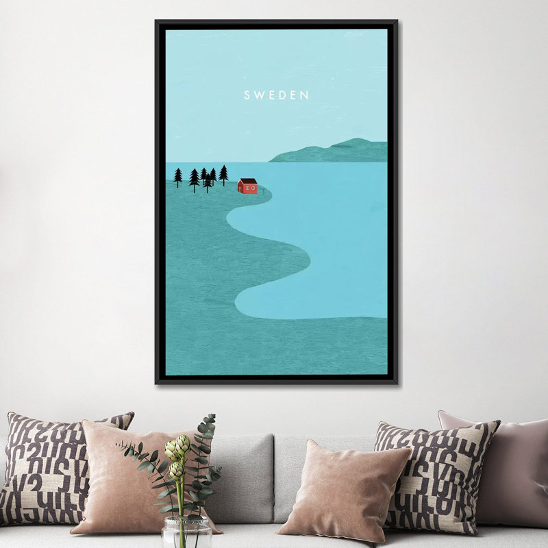 « suède », impression sur toile, Toile avec cadre noir, Pas de tapis, H 48 po x l 32 po x P 1,5 po
