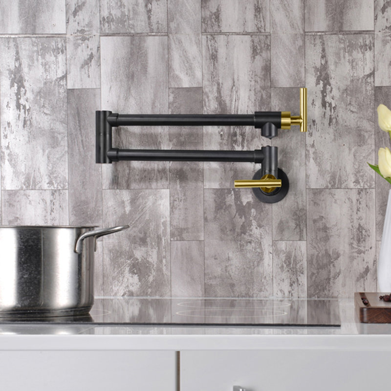 Sumerain S6113X-6111 Kitchen Faucet, Black/Gold