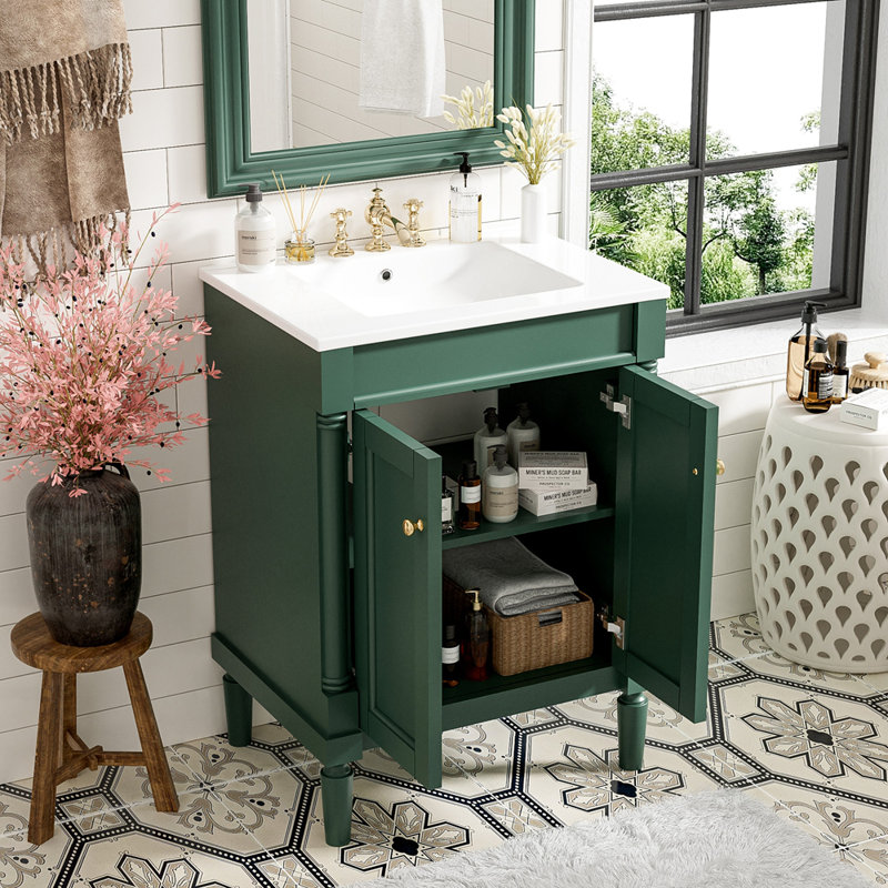 Meuble-lavabo 24 po avec lavabo supérieur, Vert