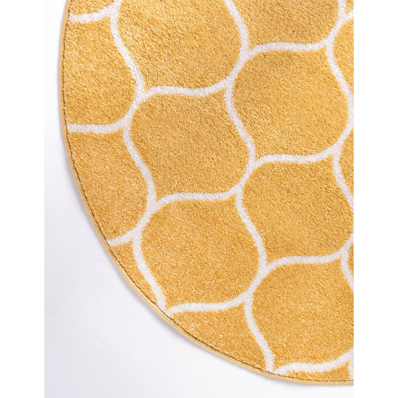Tapis jaune Lllan, Rond 5 pi 3 po