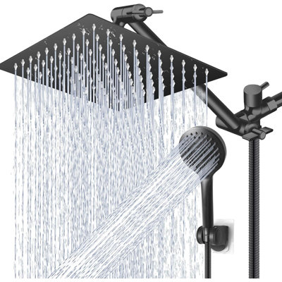 Dual Shower System - 12" Rain Showerhead, 5-Setting Handheld, And Adjustable Extension Arm