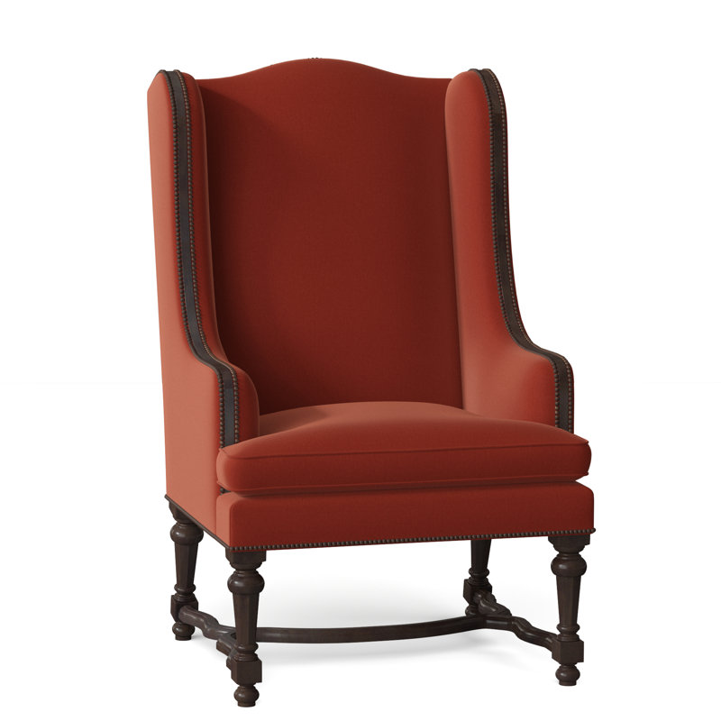 Normandie Upholstered Wingback Chair, Weathered Brass Small, UV-Rollo Linen