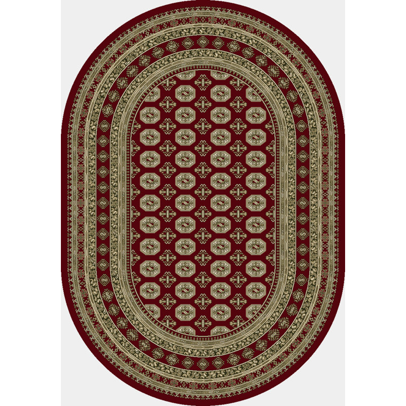 ANCIENT GARDEN 6.7X9.6 OV 57102-1293 RED/BEIGE, Oval 6'7" x 9'6"