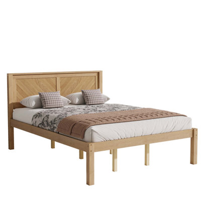 Solid Wood Platform Bed Frame with HeadboardUnder Bed Storage Clearance
