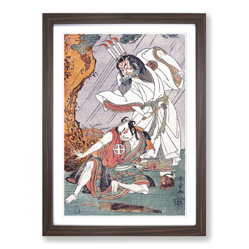 Uzaemon & Otani by Katsukawa Shunsho - Picture Frame Painting Print, Walnut Framed, 48cm H x 36cm W x 2cm D