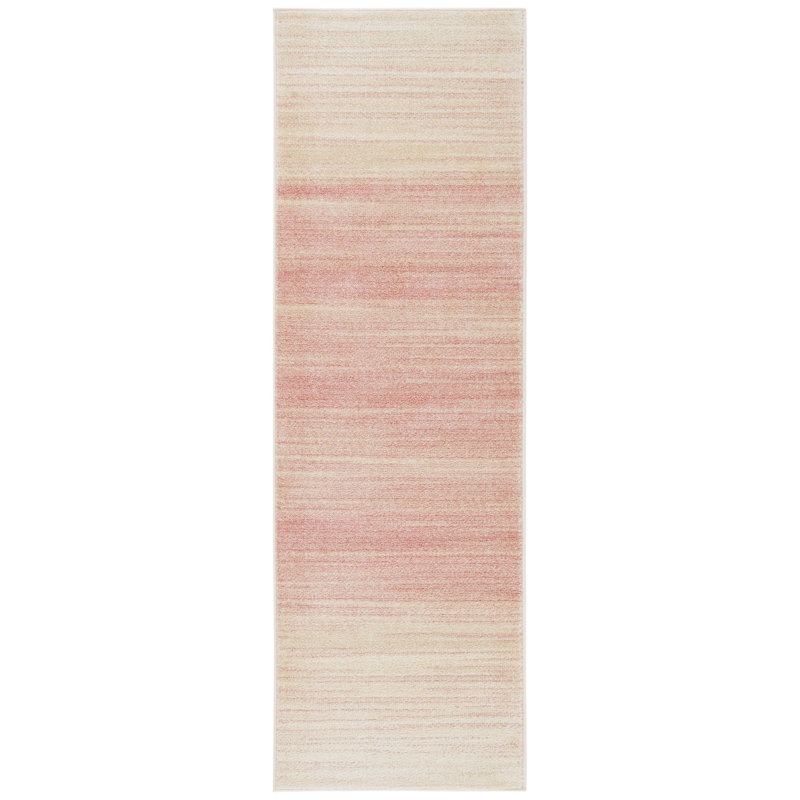 Tapis rose / ivoire Teagan, Tapis de couloir 2 pi 6 po x 8 pi