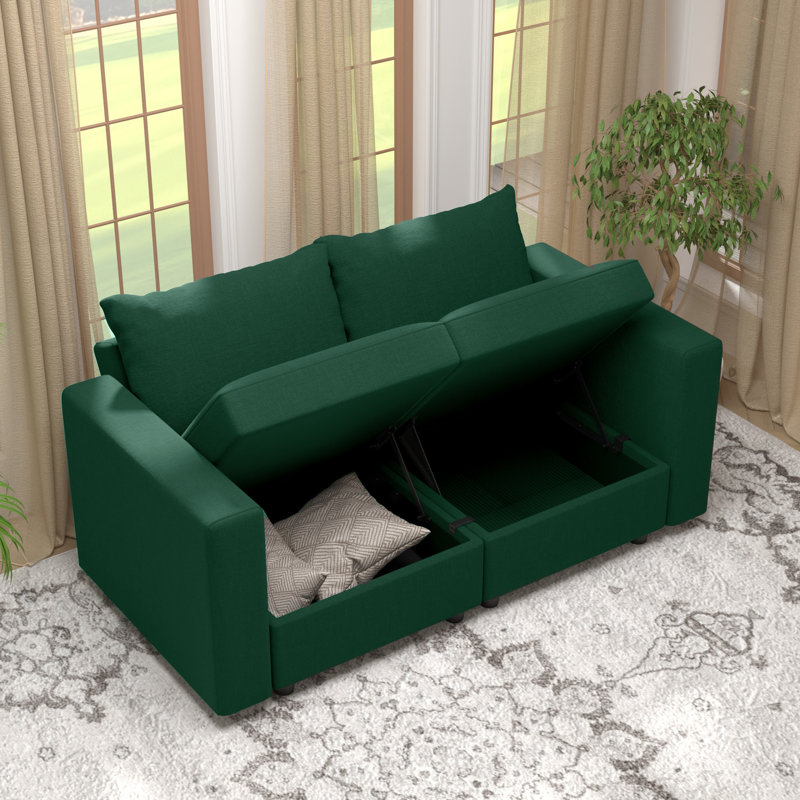 Canapé rembourré modulaire avec rangement, H 24 po x l 64 po x P 32 po