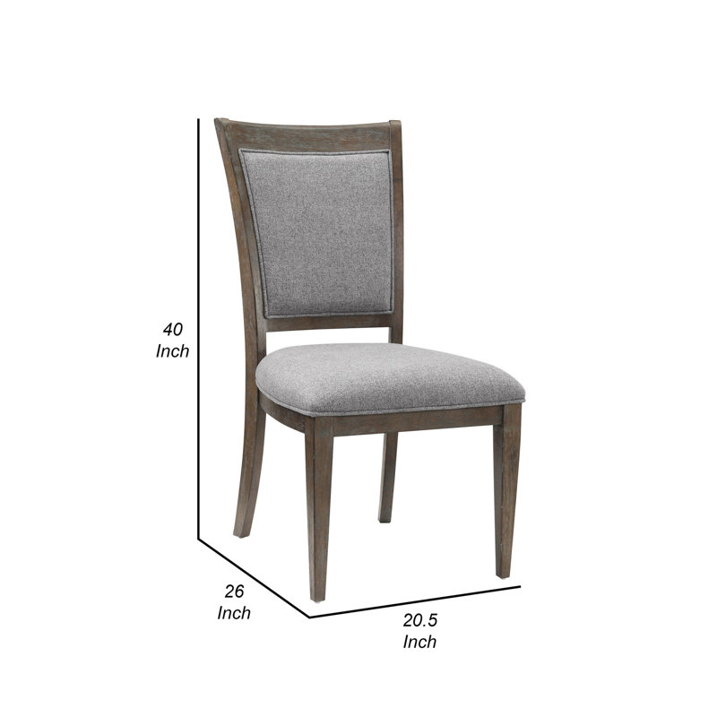 Ensemble de 2 chaises de salle à manger latérales Koa 26 po, polyester gris, bois de grève brun