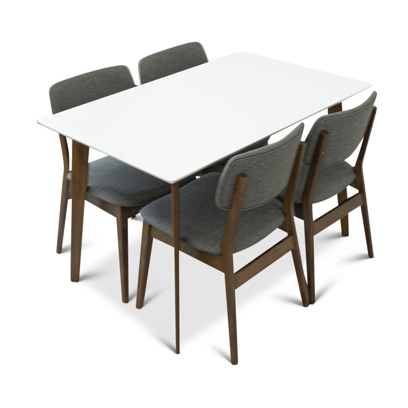 Torre 4 - Person Solid Wood Solid Wood Top Four Leg Dining Set, 29" H x 47" L x 29" W