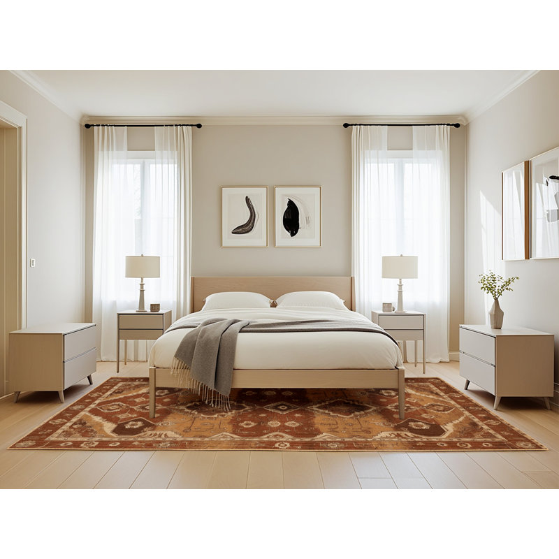 Tapis brun lavable à la machine, Rectangle de 5 pi x 8 pi