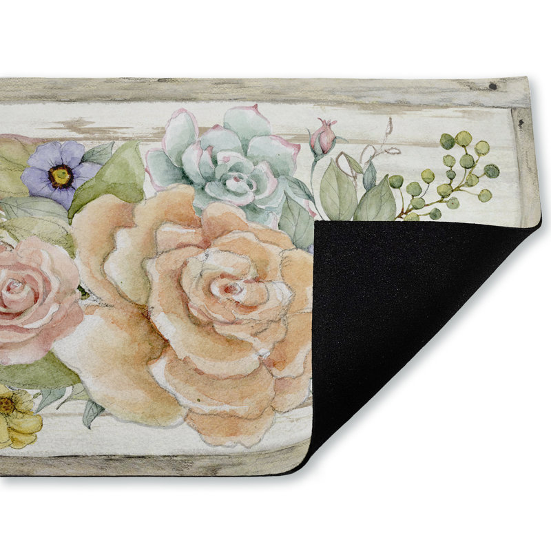 Paillasson Rose Succulent Bouquet, par Susan Winget, 18 po x 30 po