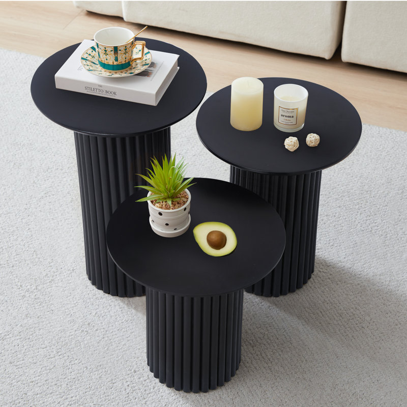 Ensemble de tables basses 3 pièces Azueta, Noir, noir, noir, noir