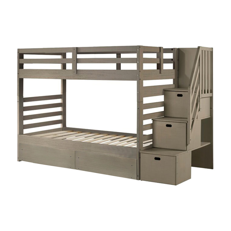 Lit superposé simple en bois massif Huseman par Lark Manor ™, Ardoise