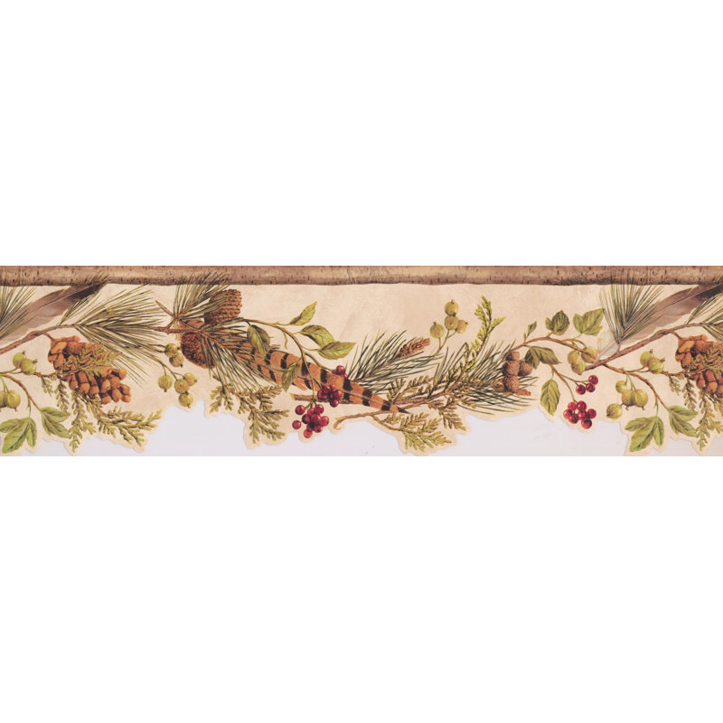 Bordure de papier peint à motif de groseille et de groseille Hollingsworth
