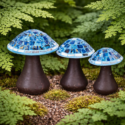 Mosaic Glass Mushroom Family 
