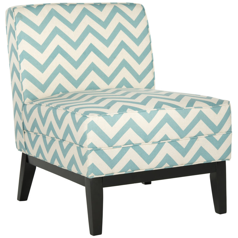 Upholstered Slipper Chair, Blue/White