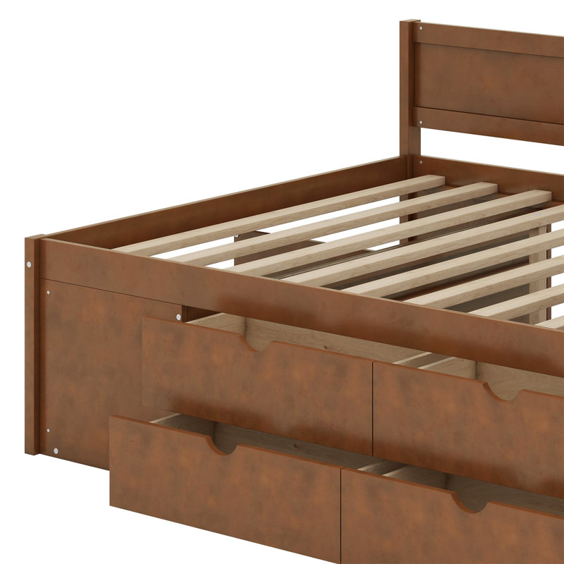 Kaella Daybed With Drawers And Shelves, Walnut, Full