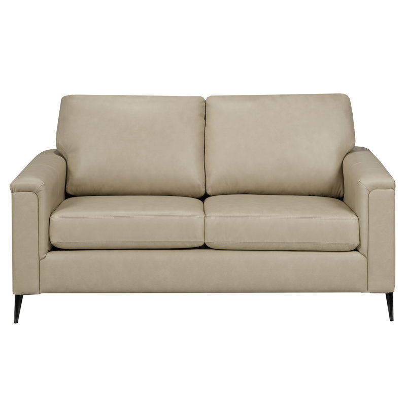 Bayerl Leather Loveseat, Ivory