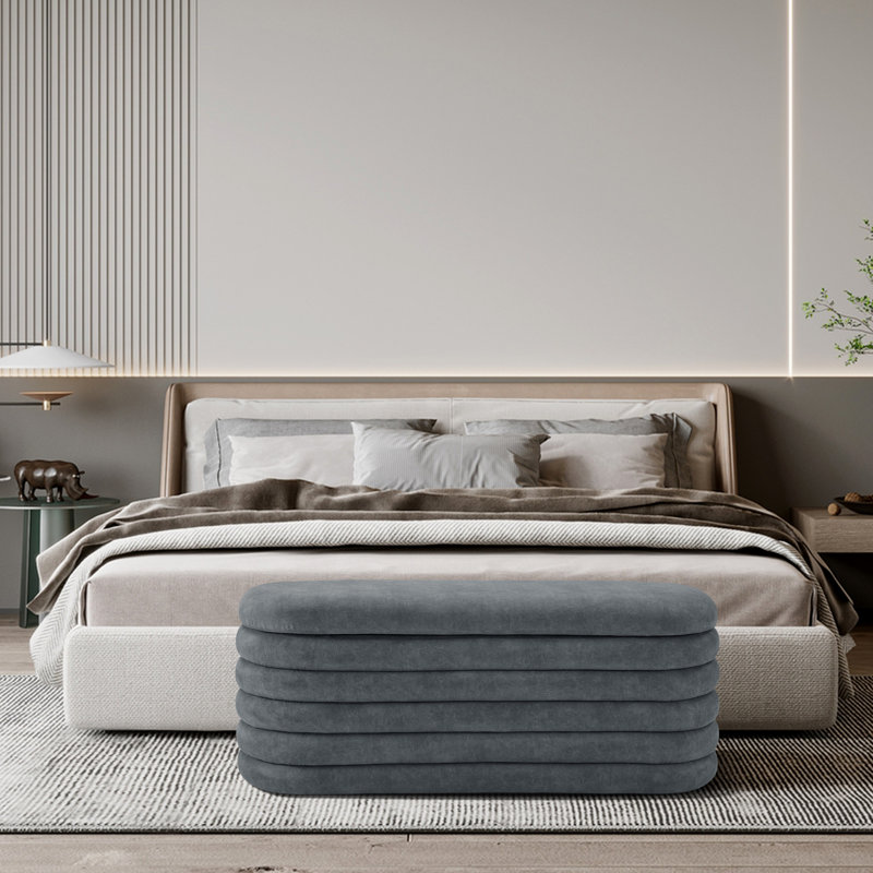 Banc de rangement avec repose-pieds Berkeley, Gris