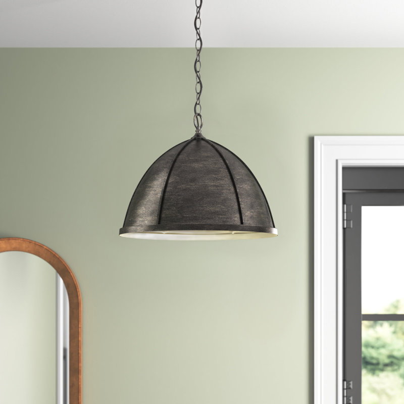 1 - Light Single Pendant, Walnut
