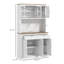 Armoire de rangement pour garde-manger de 71 po de hauteur avec support pour micro-ondes, buffet autoportant avec huche, 2 tiroirs, 5 portes, tablettes réglables et portes en verre pour la cuisine, la salle à manger, blanc