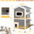 Insulated Outdoor Cat House, Weatherproof 2-Story Feral Shelter with Escape Doors, Grey
