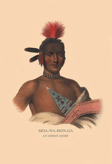 Moa-na-hon-ga (un chef de ioway) par mckenney et hall, reproduction d’art, H 66 po x l 44 po x P 1,5 po