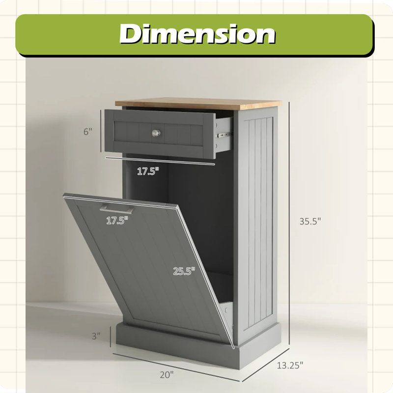 Trash Cabinet,Storage Cabinet(Trash Can Not Included), Gray