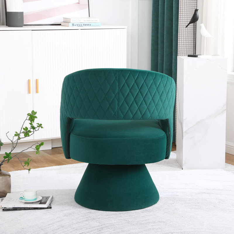 Fauteuil d'appoint pivotant, fauteuil, fauteuil simple pour le salon, Velours vert foncé