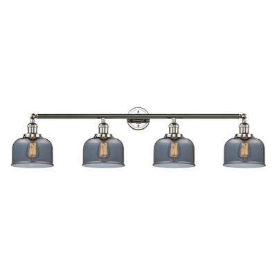 Bell - 4 Light 44" Bath Vanity Light - Polished Nickel Finish - Light Smoke Shade